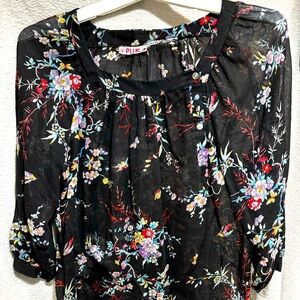 Floral Black Blouse by Plus 4